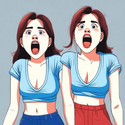 A girl is shown changing her inner clothes from blue to red