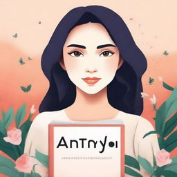 Create a book cover for a novel titled 'Antarya' by Indah Suciati