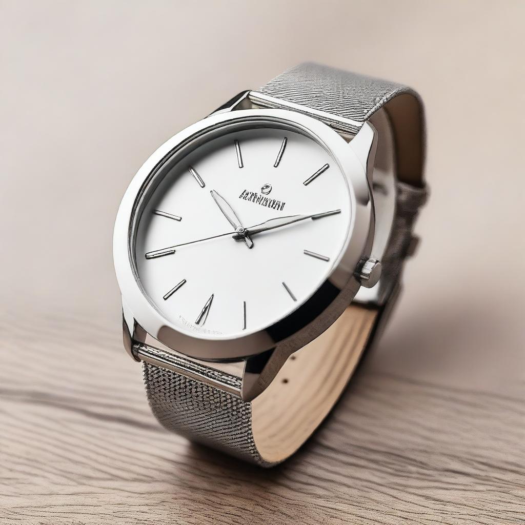 A stainless steel watch with a stainless steel strap, featuring an elegant and sophisticated design