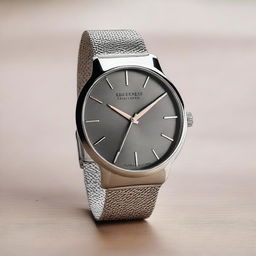 A stainless steel watch with a stainless steel strap, featuring an elegant and sophisticated design