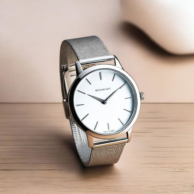 A stainless steel watch with a stainless steel strap, featuring an elegant and sophisticated design