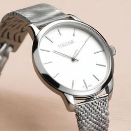 A stainless steel watch with a stainless steel strap, featuring an elegant and sophisticated design