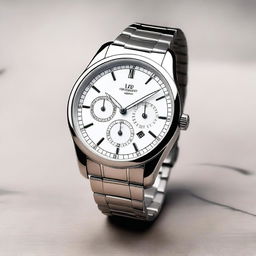 A detailed and elegant wristwatch with a sleek design, showing the time accurately