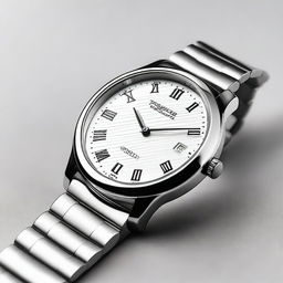 A detailed and elegant wristwatch with a sleek design, showing the time accurately