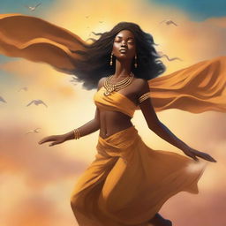 Create a book cover titled 'Aya: The Goddess of Wind'