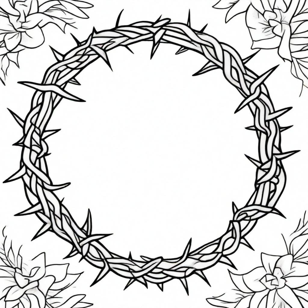 A detailed adult coloring page featuring a crown of thorns