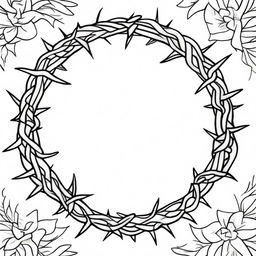 A detailed adult coloring page featuring a crown of thorns