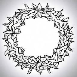 A detailed adult coloring page featuring a crown of thorns