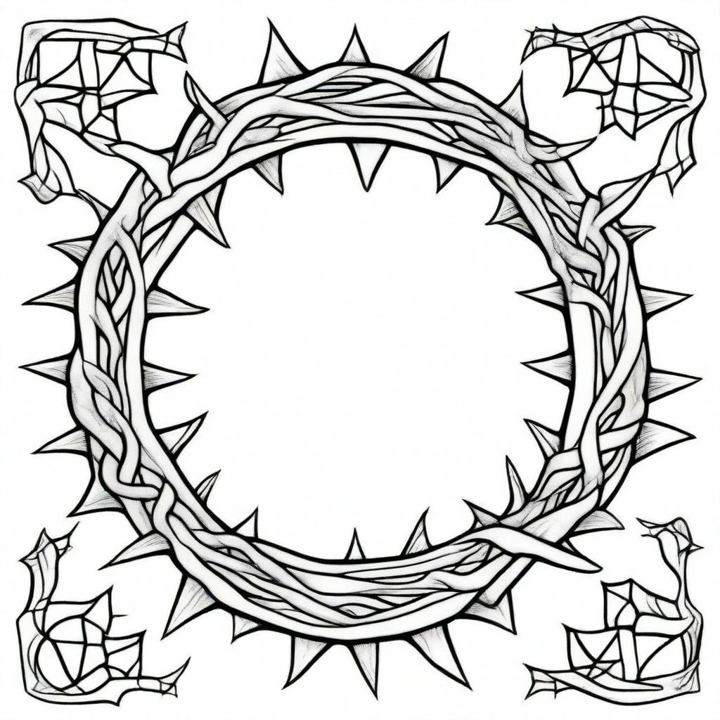 A detailed adult coloring page featuring a crown of thorns