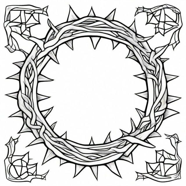 A detailed adult coloring page featuring a crown of thorns