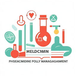 A simple and clean medicine-themed image on a white background, featuring the title 'Medicine Policy Management' and the author 'Assoc