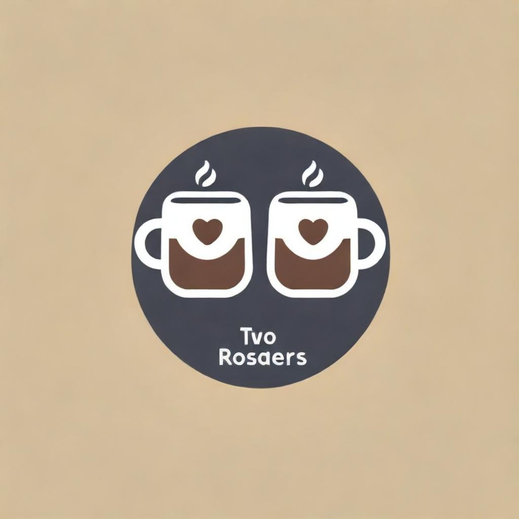 A vibrant and engaging YouTube profile picture featuring the text 'Two Roasters', roasting coffee beans as a thematic element, a logo that reflects humor and warmth in a digital setting.