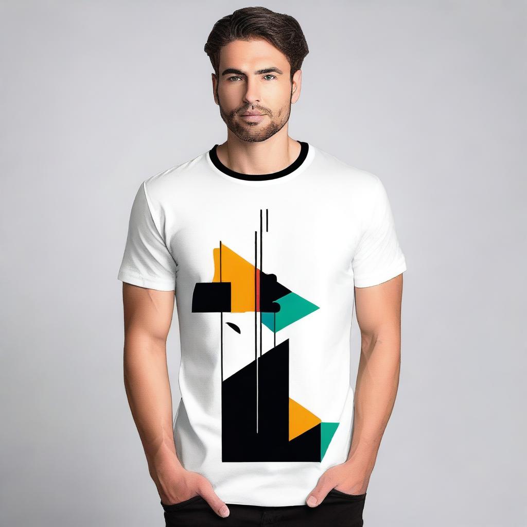 A stylish t-shirt design featuring a modern, minimalistic graphic