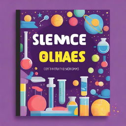 Create a colorful and engaging book cover for a science Olympiads book aimed at grade 1 students