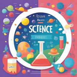 Create a colorful and engaging book cover for a science Olympiads book aimed at grade 1 students