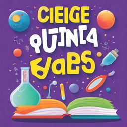 Create a colorful and engaging book cover for a science Olympiads book aimed at grade 1 students