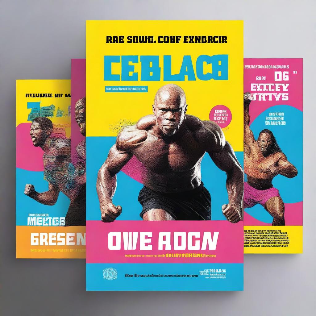 Create a fitness book cover featuring a dynamic and energetic design