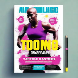 Create a fitness book cover featuring a dynamic and energetic design