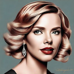 A detailed portrait of Scarlett Johansson, capturing her elegance and beauty