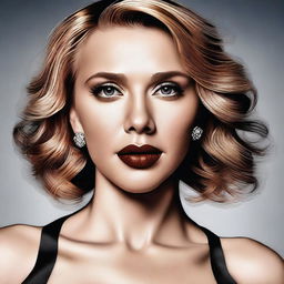 A detailed portrait of Scarlett Johansson, capturing her elegance and beauty