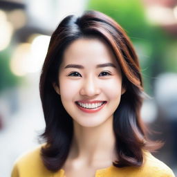 Create an image of an Asian woman with a cute smile