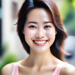 Create an image of an Asian woman with a cute smile