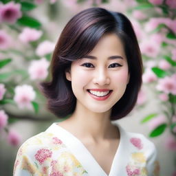 Create an image of an Asian woman with a cute smile