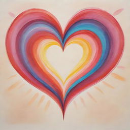 A vibrant, stylized heart depicting emotions of joy, love, and kindness, radiating soft, warm light.