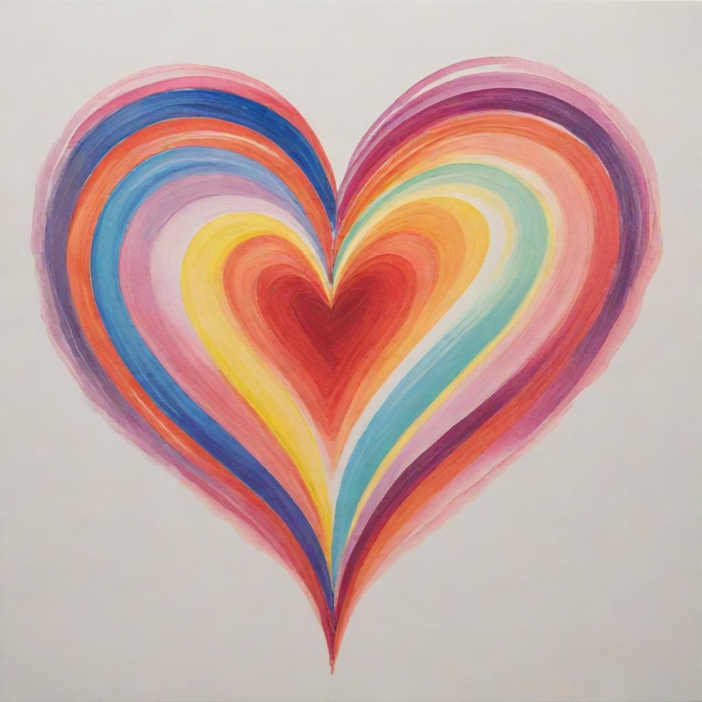 A vibrant, stylized heart depicting emotions of joy, love, and kindness, radiating soft, warm light.