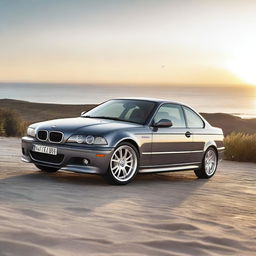 A high-resolution image of a BMW E46, emphasizing its elegant design and performance features