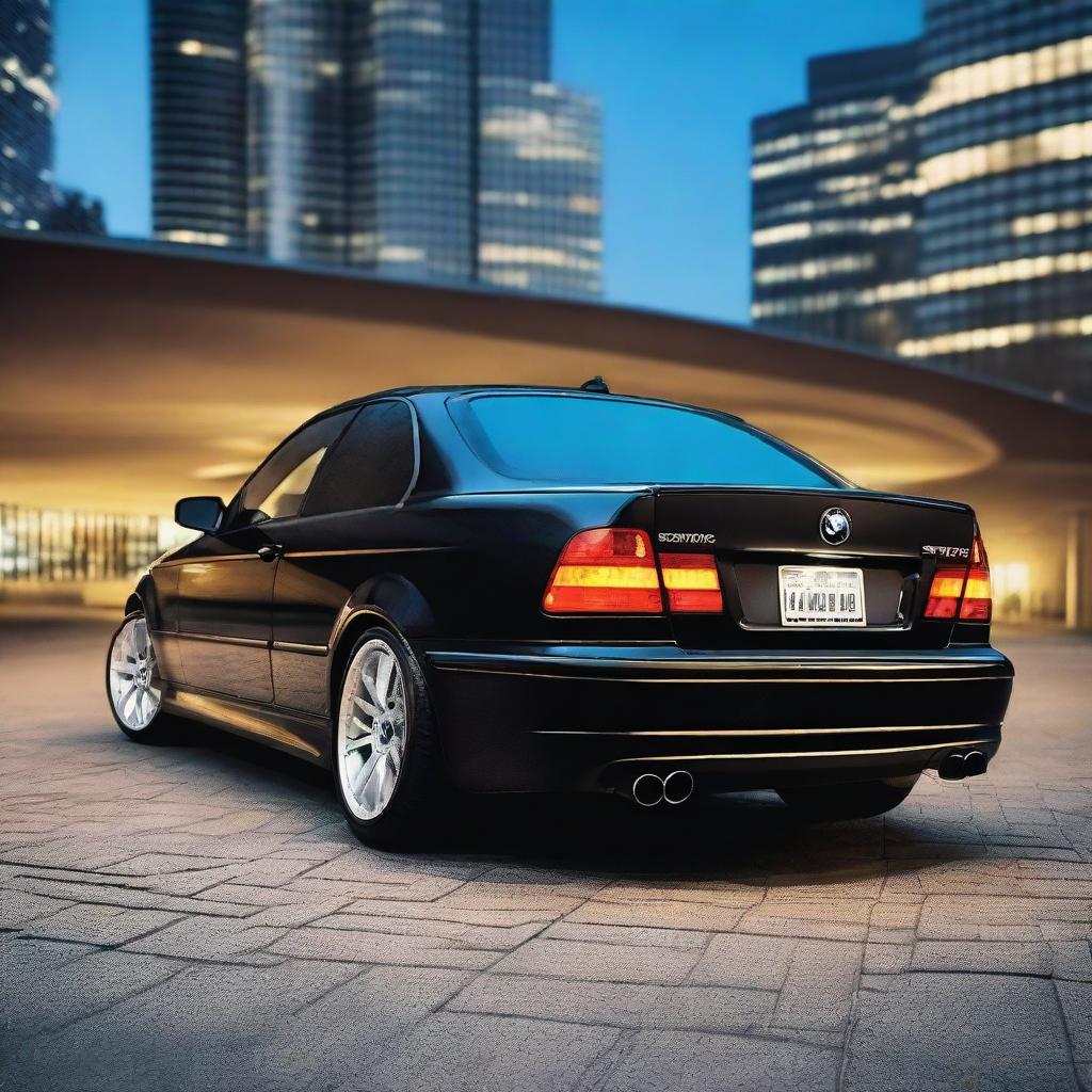 A high-quality image focusing on the rear end of a BMW E46