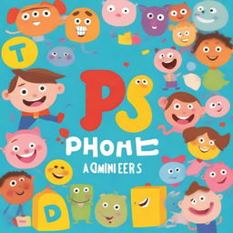 Create a vibrant and engaging book cover for an English phonics book aimed at young children