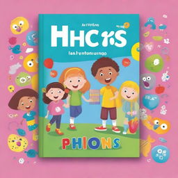 Create a vibrant and colorful book cover for an English phonics book for children