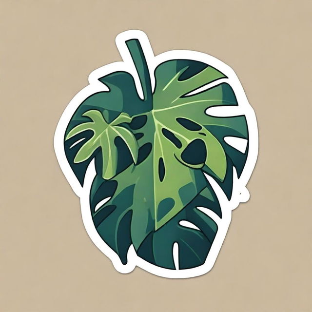 A Monstera plant-themed monster designed as a sticker