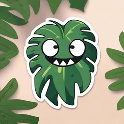 A Monstera plant-themed monster designed as a sticker