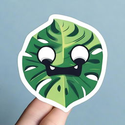 A Monstera plant-themed monster designed as a sticker