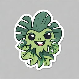 A Monstera plant-themed monster designed as a sticker