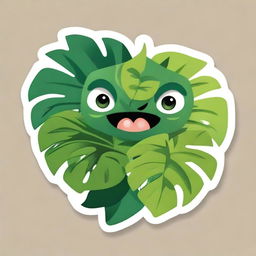 A Monstera plant-themed monster designed as a sticker