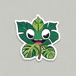 A Monstera plant-themed monster designed as a sticker