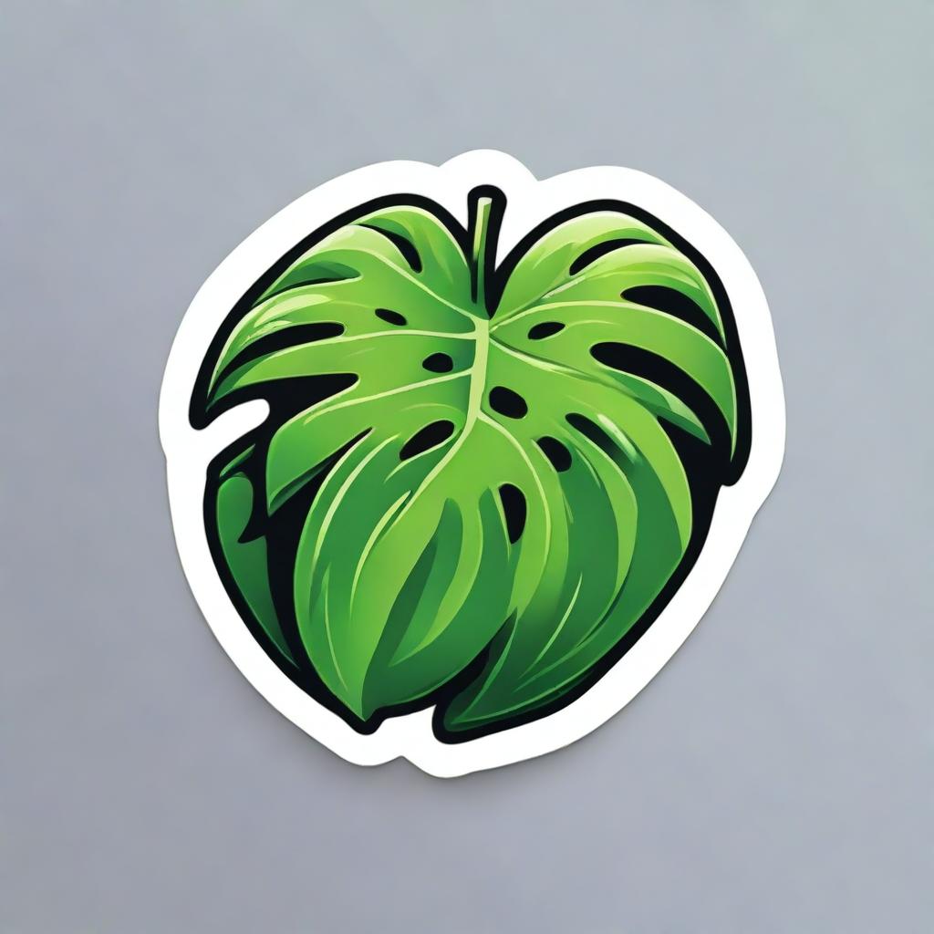 A Monstera plant-themed monster designed as a sticker