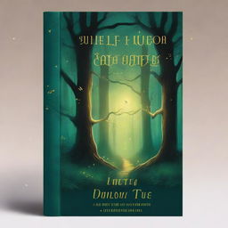 A captivating book cover featuring a mystical forest with ancient trees, glowing fireflies, and a hidden path leading to an enchanted castle in the distance