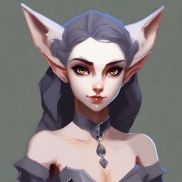 Create an image of a young female character who is a mix of an elf, a half desert fox, and a white planaria