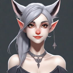 Create an image of a young female character who is a mix of an elf, a half desert fox, and a white planaria