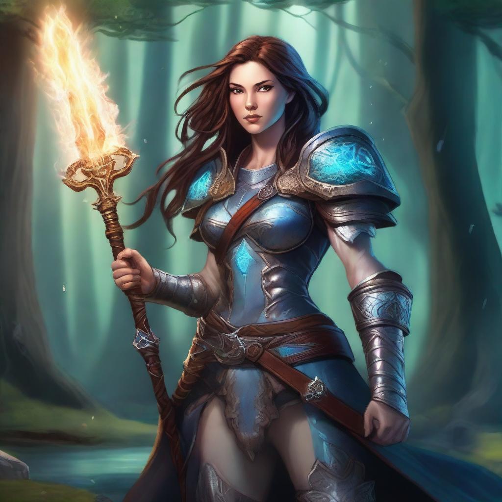 A detailed fantasy illustration of Ts Madison as a powerful Dungeons & Dragons character