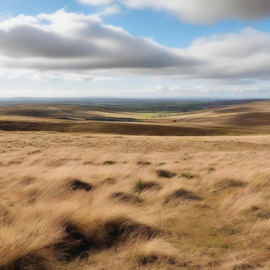 A scenic view of dry grassland in the UK