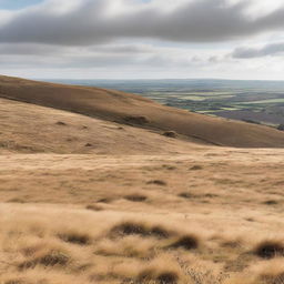 A scenic view of dry grassland in the UK