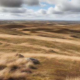 A scenic view of dry grassland in the UK