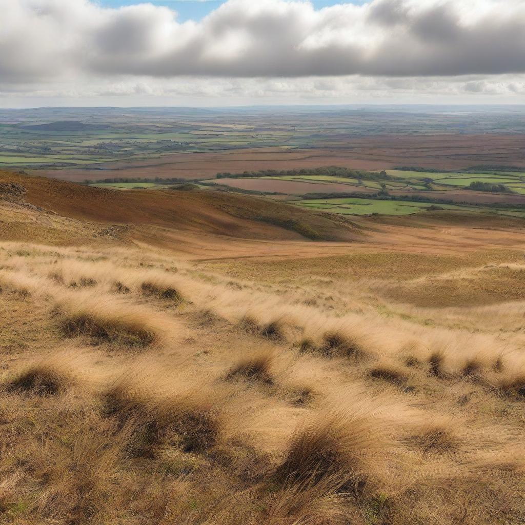 A scenic view of dry grassland in the UK