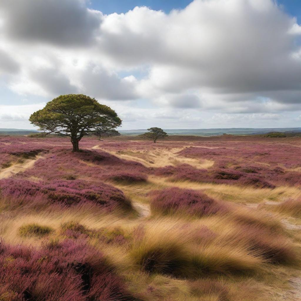 A picturesque dry heathland in the UK