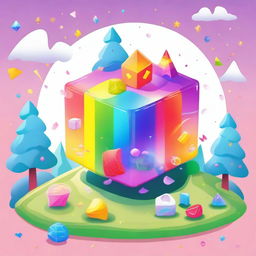 A whimsical fantasy illustration of a gay Gelatinous Cube